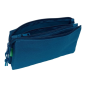 Trousse Safta Benetton Basics bleu marine - 3 compartiments zippés - Poche intérieure - 0,6 L - 220 x 30 x 120 mm - Bleu foncé