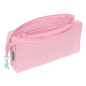 Trousse Safta Benetton Basics - 3 compartiments zippés - Poche intérieure - 0,6 L - 220 x 30 x 120 mm - Rose pastel