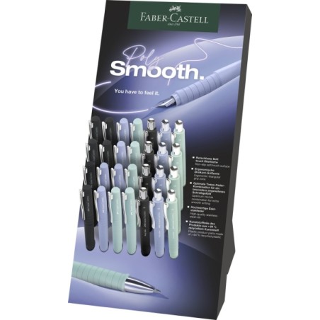 ✅ Présentoir Faber-Castell Poly avec 12 stylos à bille Poly et 16 stylos-plume Poly Pen - Clip en métal - Cou en stock