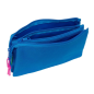 Trousse Safta Benetton Basics Azulina - 3 compartiments zippés - Poche intérieure - 0,6 L - 220 x 30 x 120 mm - Bleue