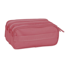 Trousse Safta Basic - 3 compartiments zippés - Poche avant - Bandoulière réglable - 1,72 L - 215 x 80 x 100 mm - Rose