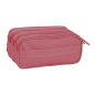 Trousse Safta Basic - 3 compartiments zippés - Poche avant - Bandoulière réglable - 1,72 L - 215 x 80 x 100 mm - Rose