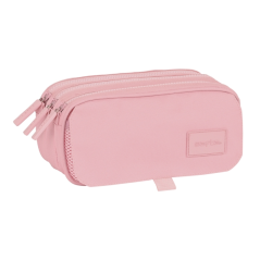 Trousse Safta Basic - 3 compartiments zippés - Poche avant - Bandoulière réglable - 1,72 L - 215 x 80 x 100 mm - Rose