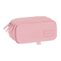 Trousse Safta Basic - 3 compartiments zippés - Poche avant - Bandoulière réglable - 1,72 L - 215 x 80 x 100 mm - Rose