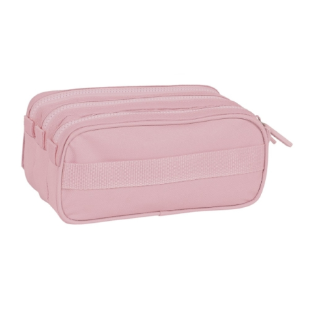 Trousse Safta Basic - 3 compartiments zippés - Poche avant - Bandoulière réglable - 1,72 L - 215 x 80 x 100 mm - Rose