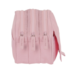 Trousse Safta Basic - 3 compartiments zippés - Poche avant - Bandoulière réglable - 1,72 L - 215 x 80 x 100 mm - Rose