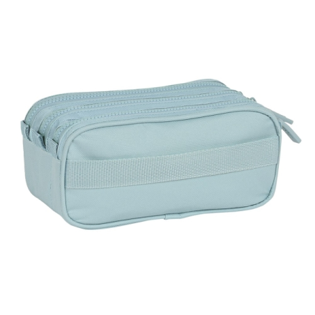 Trousse Safta Basic - 3 compartiments zippés - Poche avant - Bandoulière réglable - 1,72 L - 215 x 80 x 100 mm - Turquoise