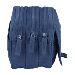 Trousse Safta Basic - 3 compartiments zippés - Poche avant - Bandoulière réglable - 1,72 L - 215 x 80 x 100 mm - Bleu marine