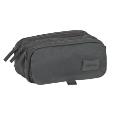 Trousse Safta Basic - 3 compartiments zippés - Poche avant - Bandoulière réglable - 1,72 L - 215 x 80 x 100 mm - Grise