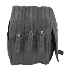 Trousse Safta Basic - 3 compartiments zippés - Poche avant - Bandoulière réglable - 1,72 L - 215 x 80 x 100 mm - Grise