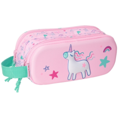 Trousse Safta Licorne - Fermeture éclair - Poignée latérale - Rose