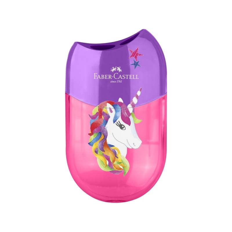 Taille-crayon 2 trous Faber-Castell Unicorn - Rose/Violet