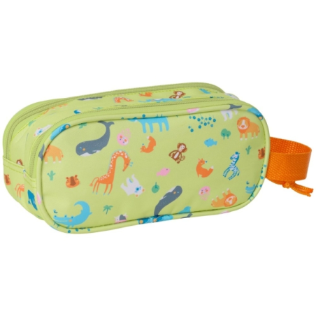 Trousse Safta Leon - Fermeture éclair - Poignée latérale - Vert clair