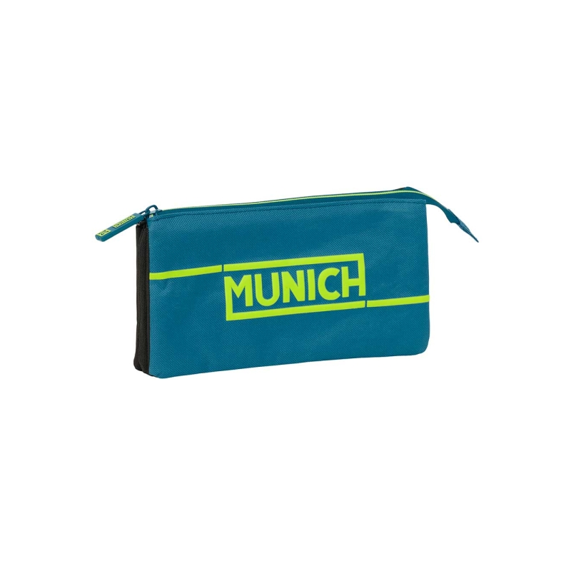 Trousse Safta Munich Land - 3 compartiments zippés - Poche intérieure - 0,6 L - 220 x 30 x 120 mm - Bleu foncé