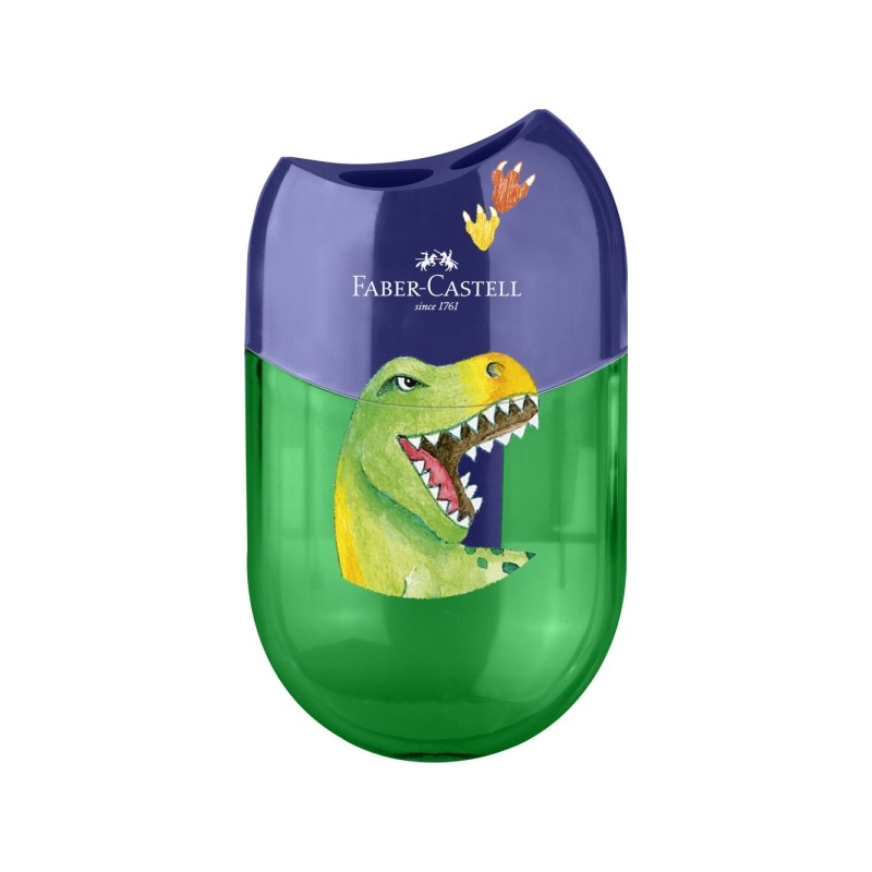 Taille-crayon 2 trous Faber-Castell Dinosaure - Vert/Bleu

