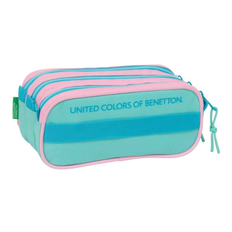 Trousse Safta Benetton Dolce - 3 compartiments zippés - Poche avant - Bandoulière réglable - 1,72 L - 215 x 80 x 100 mm - Rose