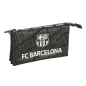 Trousse Safta FC Barcelone - 3 compartiments zippés - Poche intérieure - 0,6 L - 220 x 30 x 120 mm - Noire