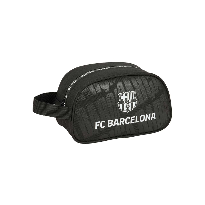 Trousse de toilette Safta FC Barcelone 5L - Fermeture éclair - Poignée latérale - Compatible trolley - 260 x 120 x 150 mm - Noir