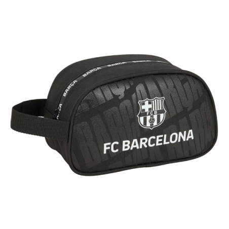 Trousse de toilette Safta FC Barcelone 5L - Fermeture éclair - Poignée latérale - Compatible trolley - 260 x 120 x 150 mm - Noir