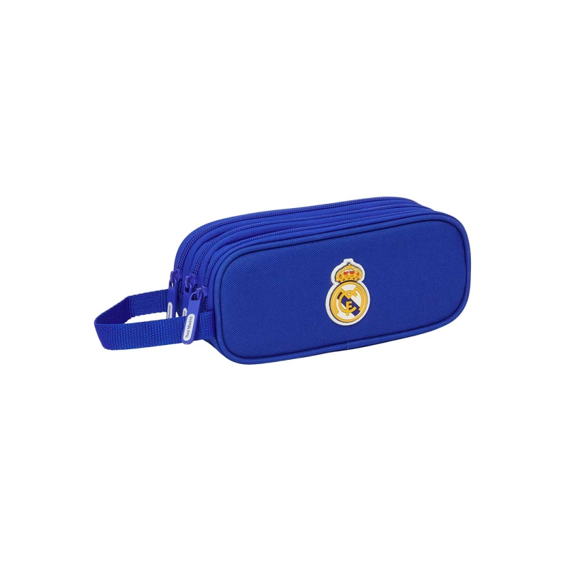 Trousse Safta Real Madrid - 3 compartiments zippés - Poignée latérale - 1,25 L - 210 x 70 x 85 mm - Bleue