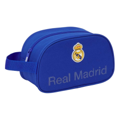 Trousse de toilette Safta Real Madrid 5L - Fermeture éclair - Poignée latérale - Compatible trolley - 260 x 120 x 150 mm - Bleue