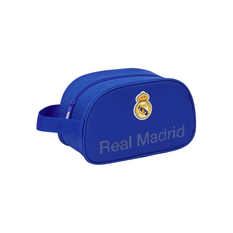 Trousse de toilette Safta Real Madrid 5L - Fermeture éclair - Poignée latérale - Compatible trolley - 260 x 120 x 150 mm - Bleue