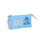 Trousse Safta Stitch Bright - 3 compartiments zippés - Poche intérieure - 0,6 L - 220 x 30 x 120 mm - Bleue