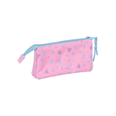 Trousse Safta Stitch Bright - 3 compartiments zippés - Poche intérieure - 0,6 L - 220 x 30 x 120 mm - Bleue