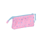 Trousse Safta Stitch Bright - 3 compartiments zippés - Poche intérieure - 0,6 L - 220 x 30 x 120 mm - Bleue