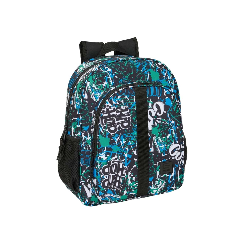 Sac à dos Safta Graffiti Go - Compatible avec les trolleys - Poches latérales - Double fermeture éclair - Bretelles rembourrées