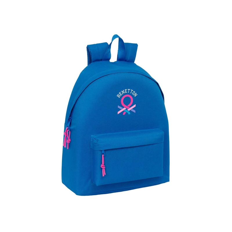 Sac à dos Safta Benetton Basics bleu - Poche avant - Bretelles rembourrées - Double fermeture éclair - Poignée de transport