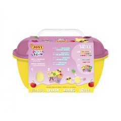 Coffret à bonbons Jovi Play & Fun avec 24 barres de pâte à modeler de 15 g + modeleurs + découpes - Sans gluten - Base végétale