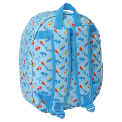 Sac à dos 3D Safta Avion - Porte-bouteille - Bretelles rembourrées - Poignée supérieure - Bleu clair