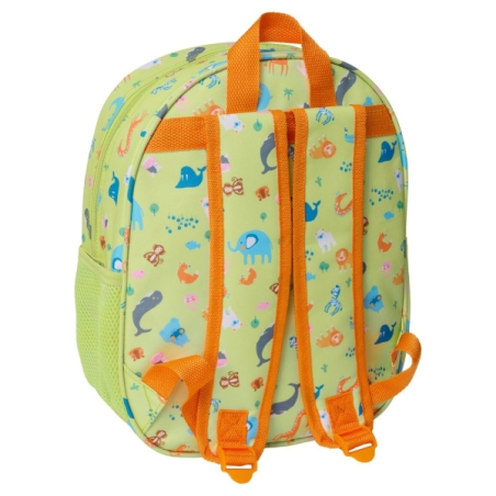 Sac à dos Safta Leon 3D - Porte-bouteille - Bretelles rembourrées - Poignée supérieure - Léger et résistant - Vert clair