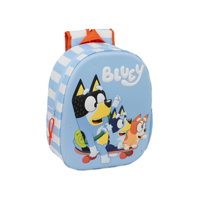 Sac à dos Safta Bluey 3D - Lumières LED intégrées - Poche latérale - Bretelles rembourrées - Poignée supérieure - 27 x 10 x 33