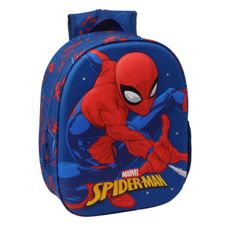 Sac à dos Safta Spider-Man 3D - Lumières LED - Porte-bouteille - Bretelles rembourrées - Poignée supérieure - 8,64 L - 270 x