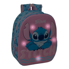 Sac à dos Safta Stitch 3D - Lumières LED - Bretelles rembourrées - Poignée supérieure confortable - Porte-bouteille - 8,64 L