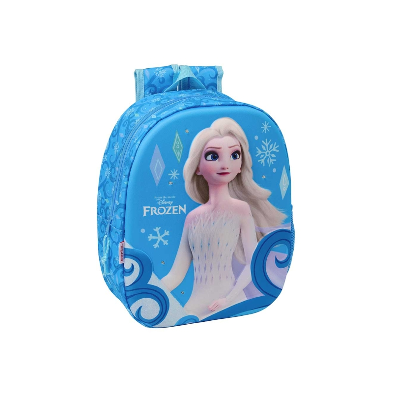 Sac à dos Safta La Reine des Neiges 3D - Lumières LED - Porte-bouteille - Bretelles rembourrées - Poignée supérieure - 8,64 L