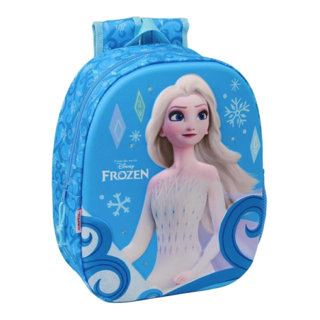 Sac à dos Safta La Reine des Neiges 3D - Lumières LED - Porte-bouteille - Bretelles rembourrées - Poignée supérieure - 8,64 L