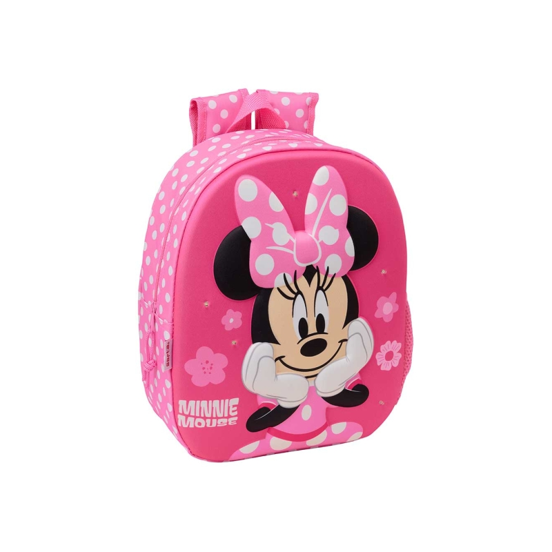 Sac à dos 3D Minnie Mouse Safta - Lumières LED - Porte-bouteille - Bretelles rembourrées - Poignée supérieure - 8,64 L - 270 x