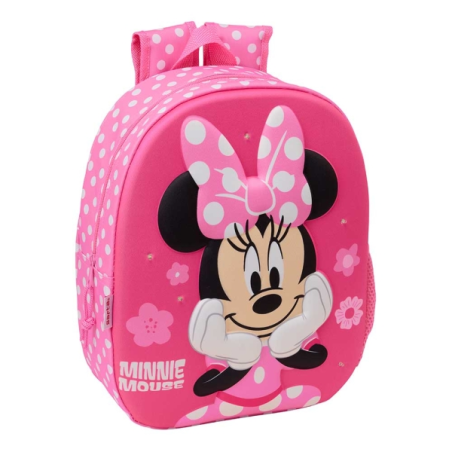 Sac à dos 3D Minnie Mouse Safta - Lumières LED - Porte-bouteille - Bretelles rembourrées - Poignée supérieure - 8,64 L - 270 x