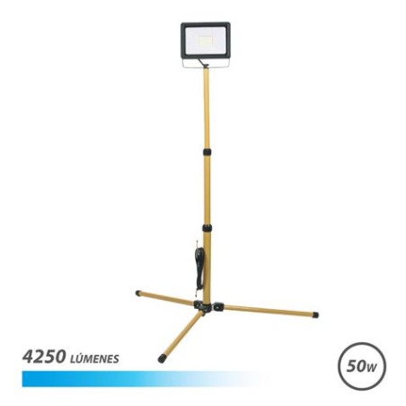 ✅ Projecteur LED Elbat avec trépied 50W - 4250 Lumens - Lumière froide 6500K - Câble 3m - IP65 pour usage ext en stock