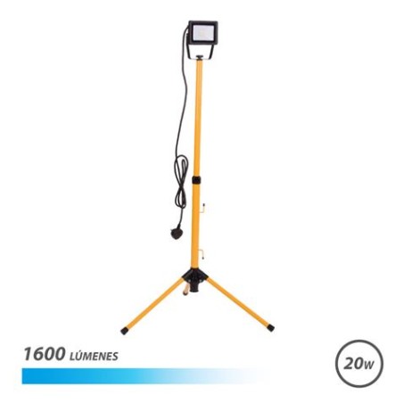 ✅ Projecteur LED Elbat avec trépied 20W - 1600 Lumens - Lumière froide 6500K - Câble 3m - IP65 pour usage ext en stock
