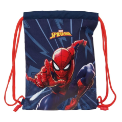 Sac plat Safta Spider-Man - Poche zippée - Fermeture à cordon - 3 L - Léger et compact - 260 x 10 x 340 mm - Bleu marine
