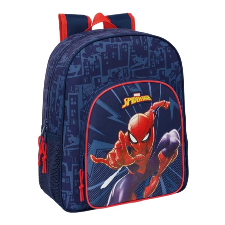 Sac à dos Safta Spider-Man - Adaptable aux valises à roulettes - Porte-bouteille - Double fermeture éclair - Bretelles