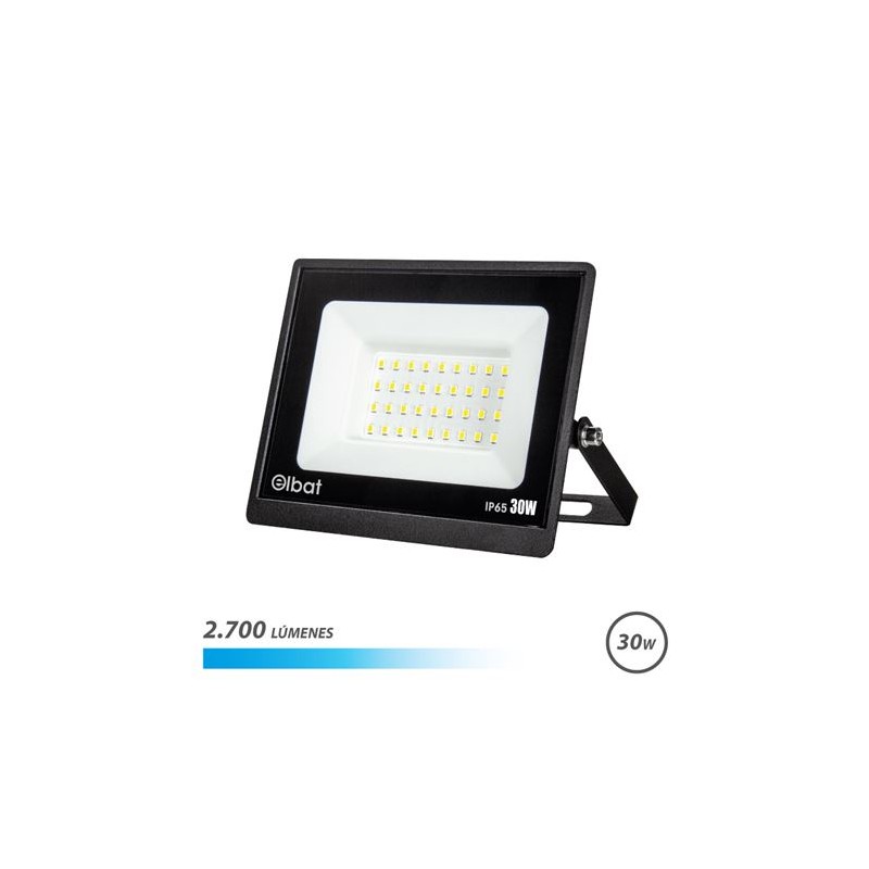 Projecteur LED Elbat Série Super Slim 30W - 2700 Lumens - Lumière froide 6500K - IP65 Pour une utilisation en extérieur