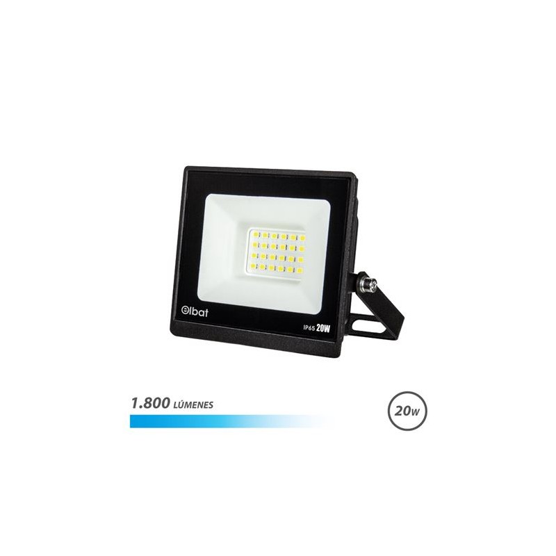 Projecteur LED Elbat Série Super Slim 20W - 1800 Lumens - Lumière froide 6500K - IP65 Pour une utilisation en extérieur