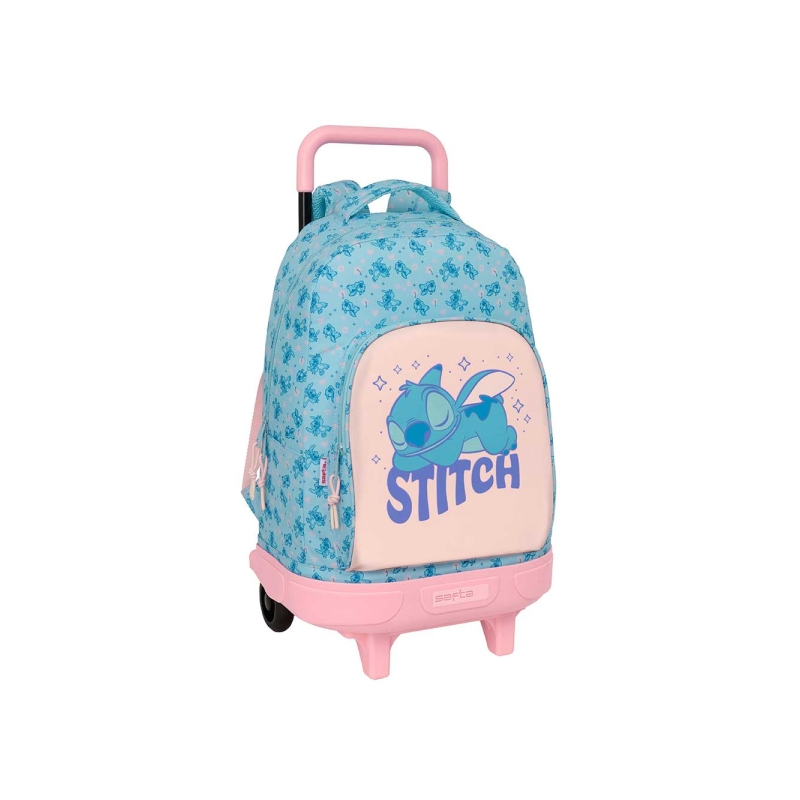 Sac à dos Safta Stitch Ohana avec trolley amovible - Poche avant - Porte-bouteille - Double poignée télescopique - Bretelles