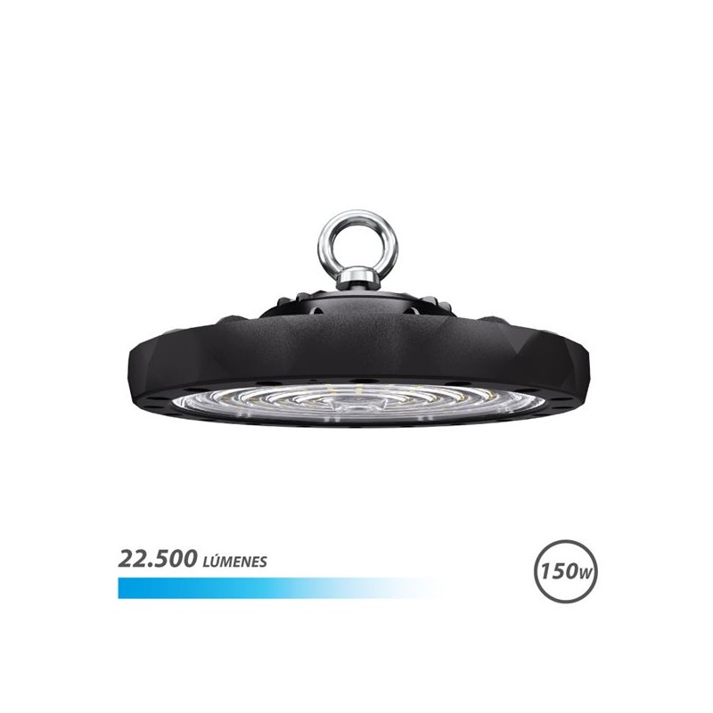 Plafonnier LED UFO Elbat - Puissance : 150W - Lumens : 22500 - Lumière froide : 6500K - AC 100-240V - Diamètre : 28,6cm - Angle