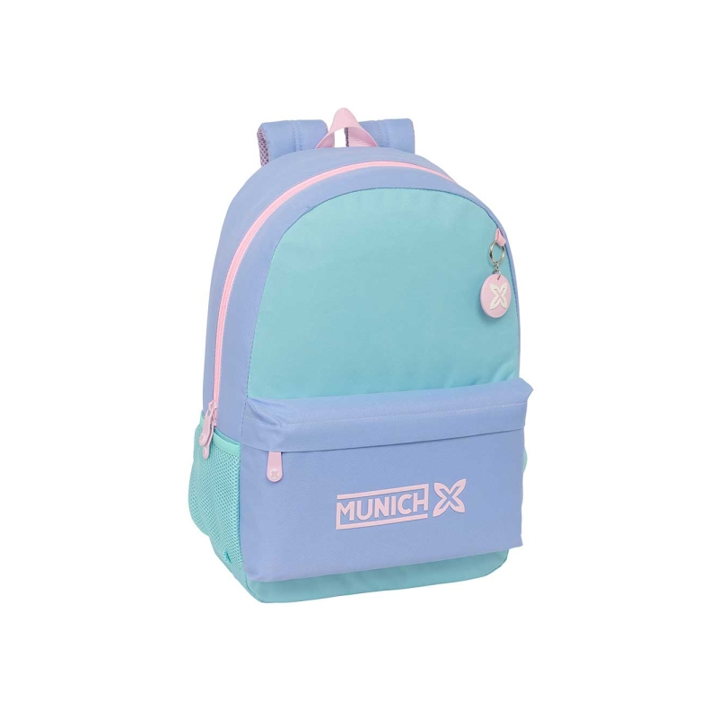 Sac à dos Safta Munich Mellow, compatible avec une valise à roulettes - Poches latérales - Double fermeture éclair - Rembourré